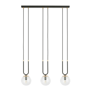 Lampada a sospensione GLAM in acciaio nero opaco e vetro