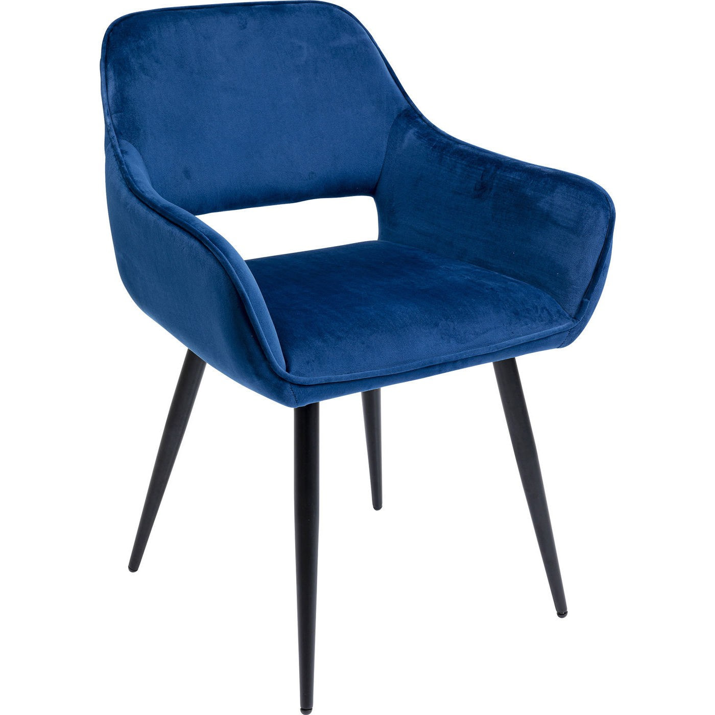 Chaise avec accoudoirs San Francisco velours bleu pétrole Kare Design