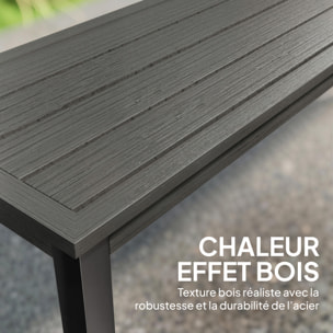 Banc de jardin 2 places lattes effet bois métal gris
