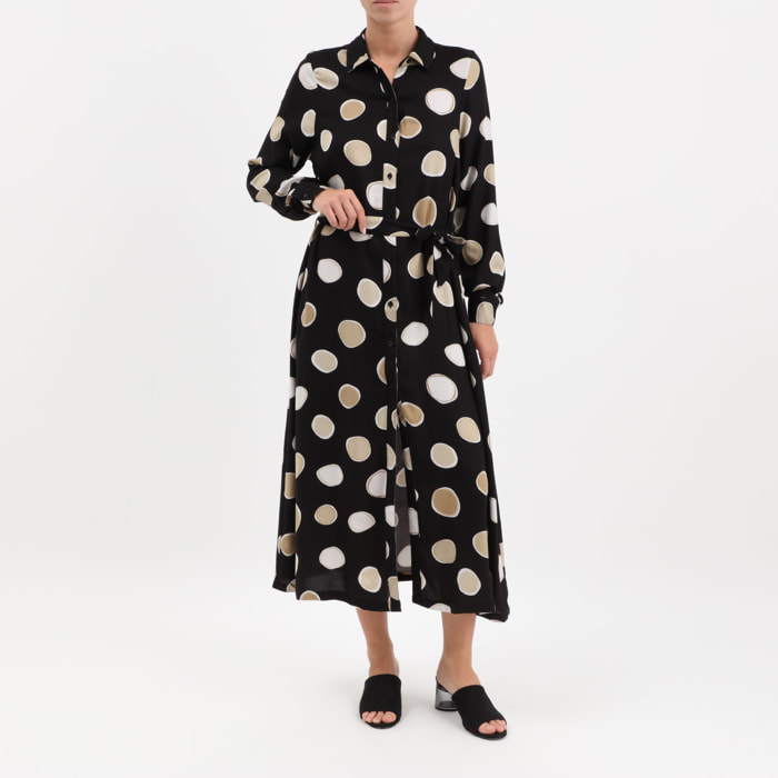 Vestido - negro y beige