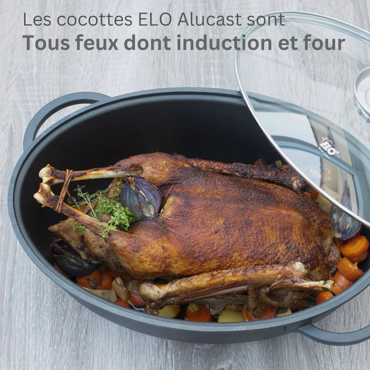 Cocotte 38 x 25 cm en fonte aluminium antiadhésive 7 L Elo Alucast