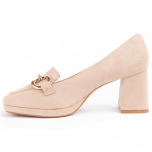 Zapato De Tacón - Beige - Altura: 7 Cm