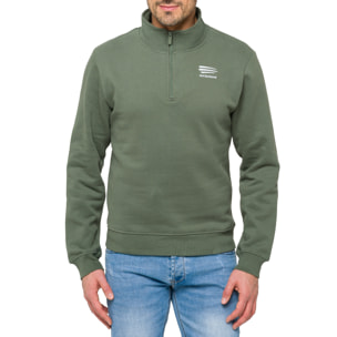 Felpa REEF con zip in cotone Verde Militare