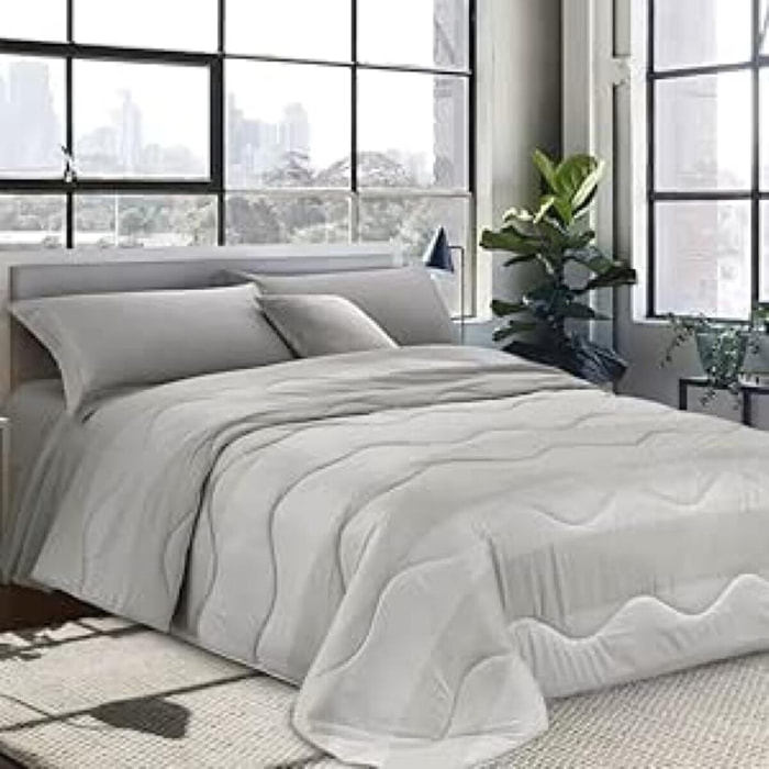 INTRECCI Piumino Singolo, 170 x 260 cm, Piumino Ecologico, Caldo, Invernale, 300 g/m², Anallergico e Antiacaro, Made in Italy, Lavabile in Lavatrice, Soffice, Morbido. Fantasia: Linee Classic