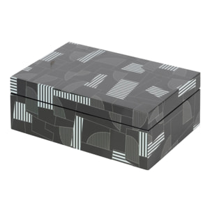 Caja Mdf Negro Gris  28x18x10 Cm