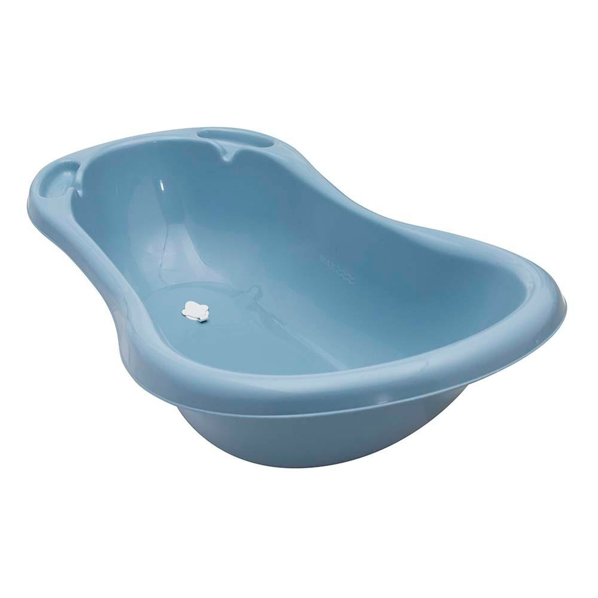 Bañera ergonómica con tapón, de 0 a 12 meses, 84 cm, azul nórdico