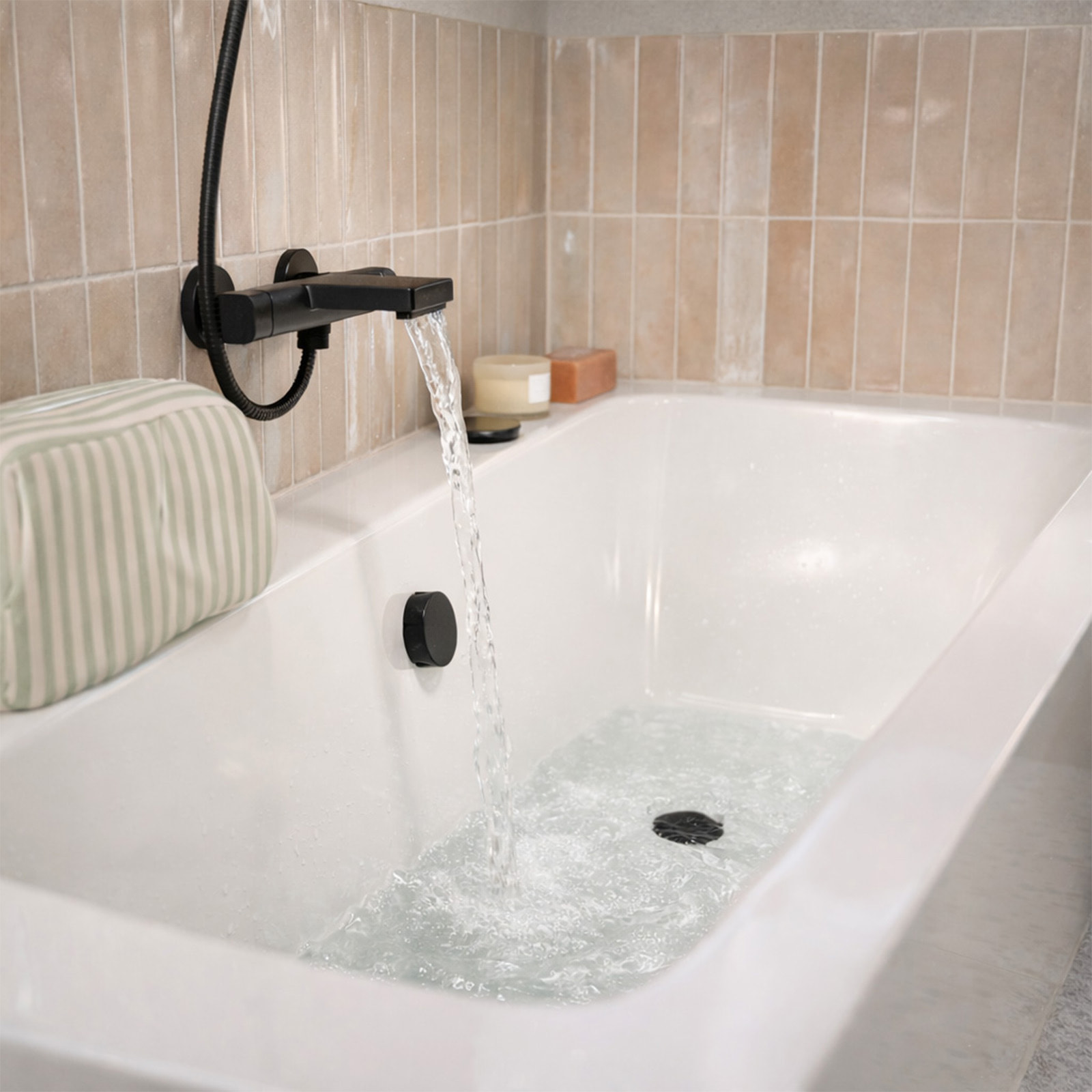Pack Baignoire Asymétrique Gauche 160x85x54 cm avec Tablier recoupable - Blanc Brillant - MARINA