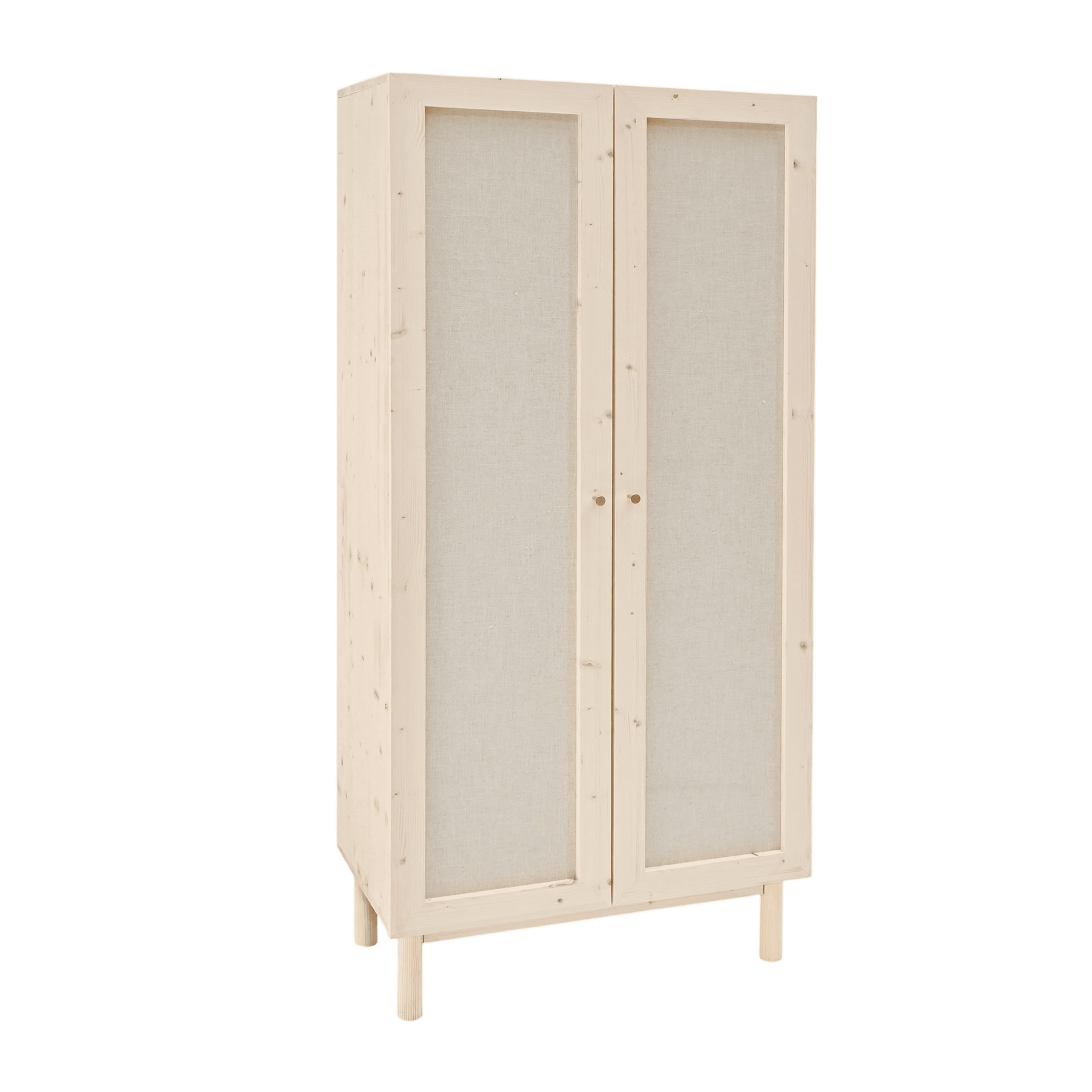 Armoire en bois massif et toile de lin ton naturel 180x80cm Hauteur: 180 Longueur: 80 Largeur: 40