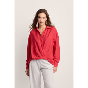 Kocca - Blusa a maniche lunghe Donna, Tinta unita, Scollo a V