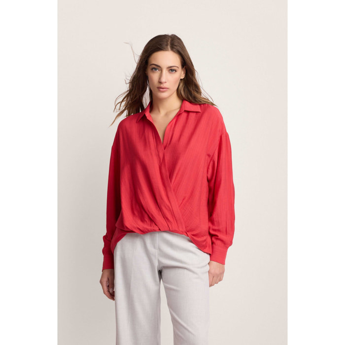 Kocca - Blusa a maniche lunghe Donna, Tinta unita, Scollo a V