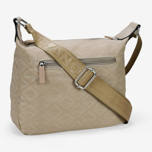 Bolso bandolera tostado en nylon