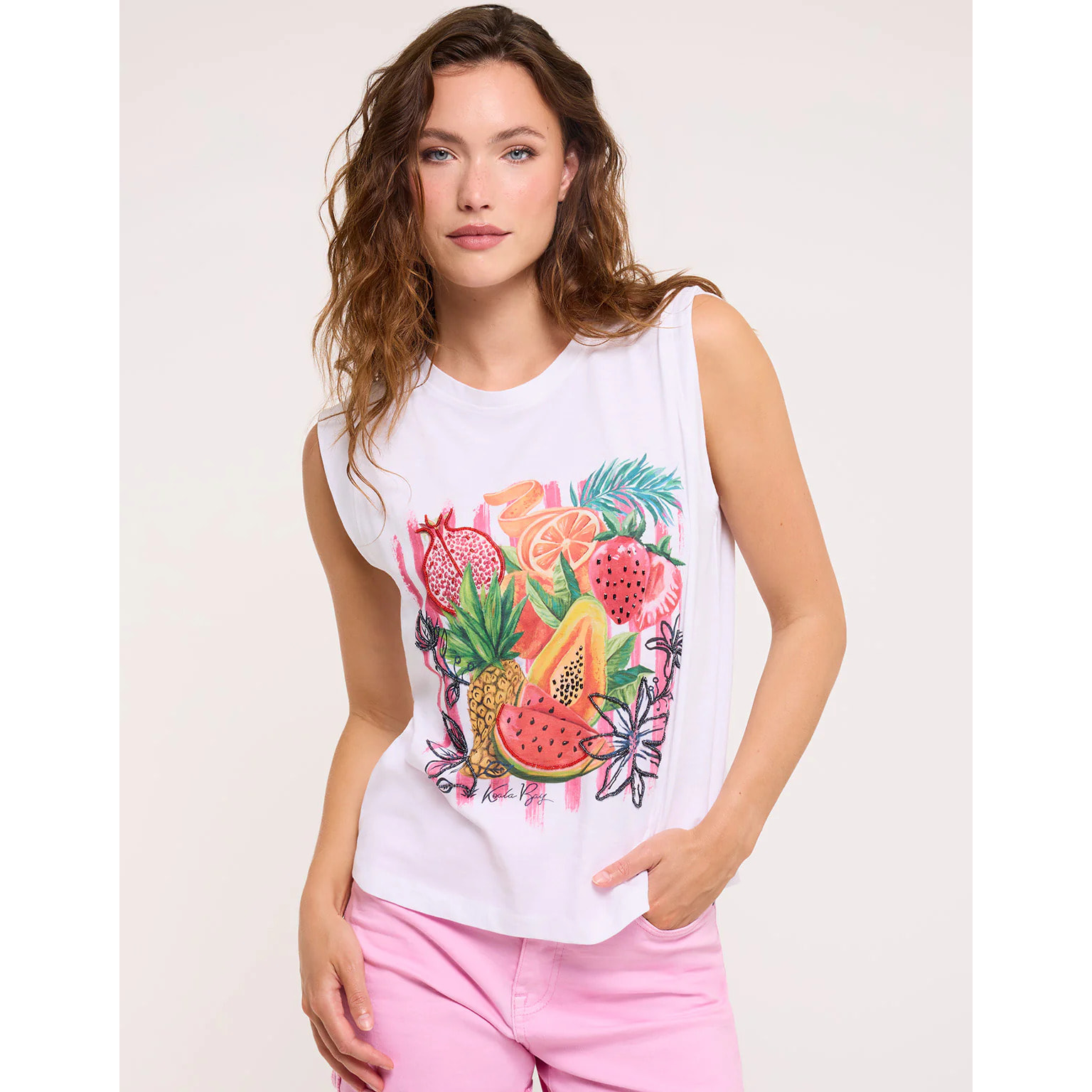Camiseta Frutas Pedrería Blanco - Kitaya