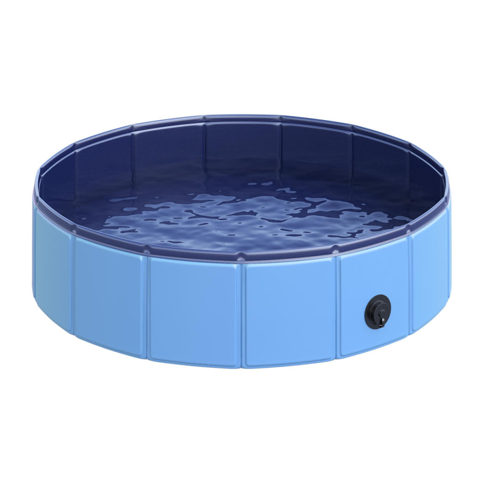 Piscine pour chien bassin PVC pliable anti-glissant facile à nettoyer diamètre 80 hauteur 20 cm bleu