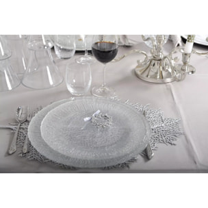 Lot de 6 Dessous d'assiette feuille argentée
