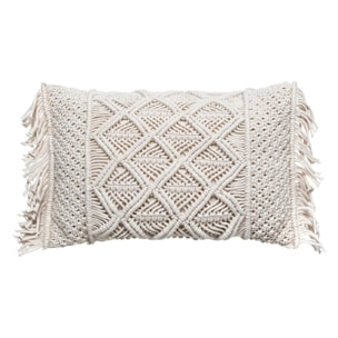 Coussin "Macramé" blanc ivoire 30x50cm