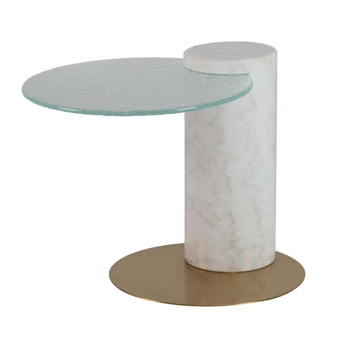 Mesita Auxiliar Marmol Acero Inoxidable Tucson 45x45x45 Cm