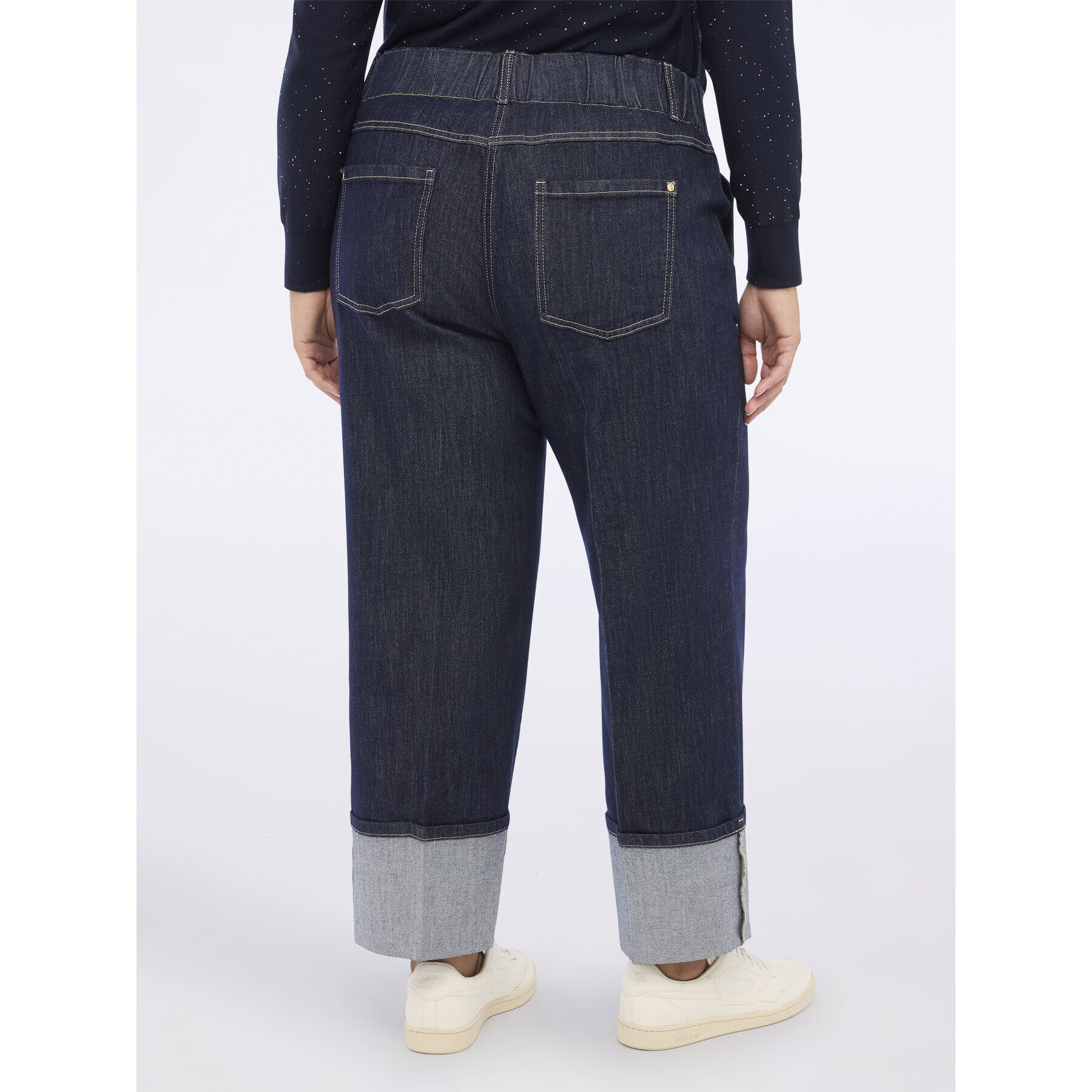 Fiorella Rubino - Jeans cropped con maxi risvolto - Blu