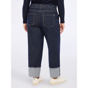 Fiorella Rubino - Jeans cropped con maxi risvolto - Blu