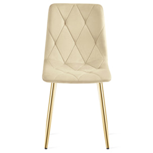 Sedia Libra in Velluto Beige Chiaro con Gambe Oro