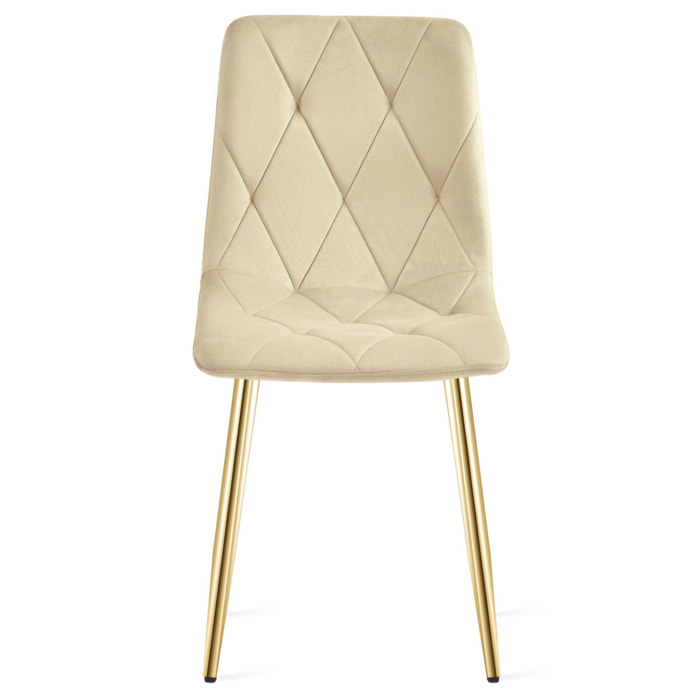 Sedia Libra in Velluto Beige Chiaro con Gambe Oro