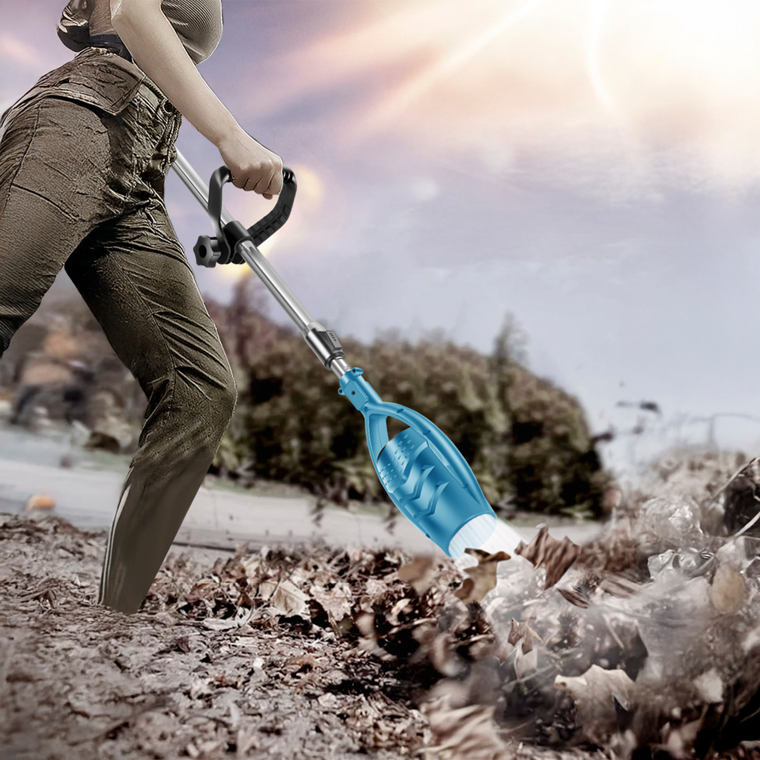 Soplador turbo 21V con mango extensible, 800W y 15000mAh.