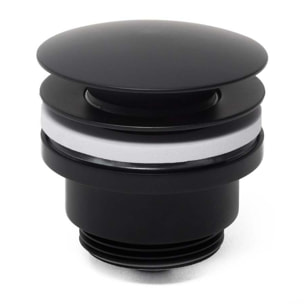 Set Bonde clic-clac  5/4  avec trop plein pour lavabos et vasques, noir mat + Siphon, noir mat (SATSetBlack)