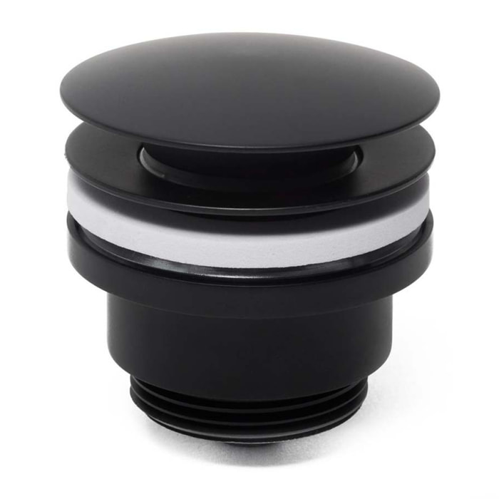 Set Bonde clic-clac  5/4  avec trop plein pour lavabos et vasques, noir mat + Siphon, noir mat (SATSetBlack)