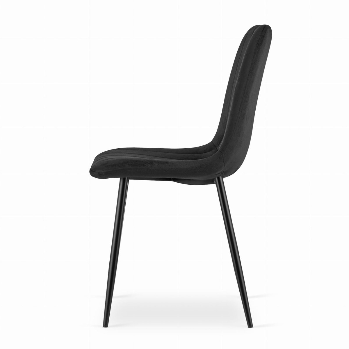 Sedia LAVA in velluto nero con gambe in metallo
