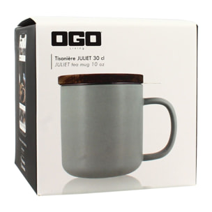 Tisanière en grès gris avec couvercle en bois d'acacia 300ml JULIET