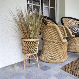 CACHE POT SUR PIEDS EN ROTIN TRESSE A  LA  MAIN 30X30X50CM MADIKWE