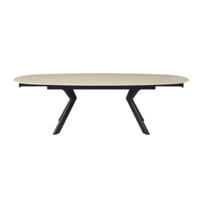 Table extensible 180 à 260 cm ovale en céramique effet travertin - SYDNEY