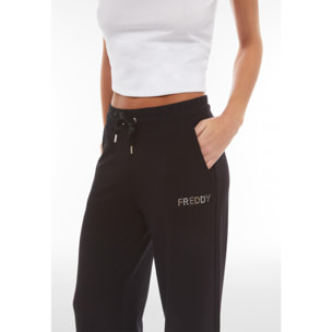 Pantaloni donna in french terry modal con gamba dritta