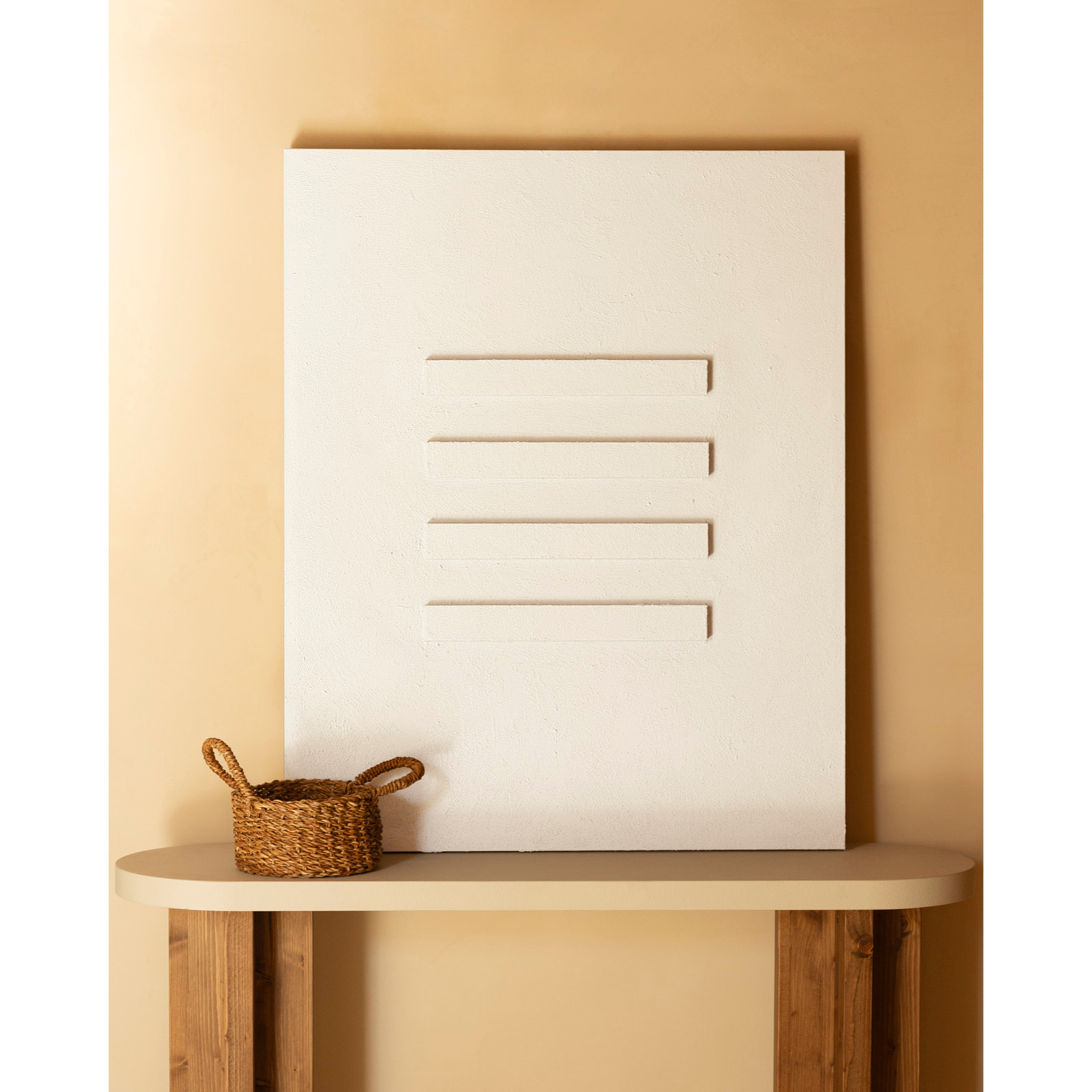 Tableau blanc décoratif sur coton avec cadre en bois peint à la main à la peinture à l'huile en différentes tailles