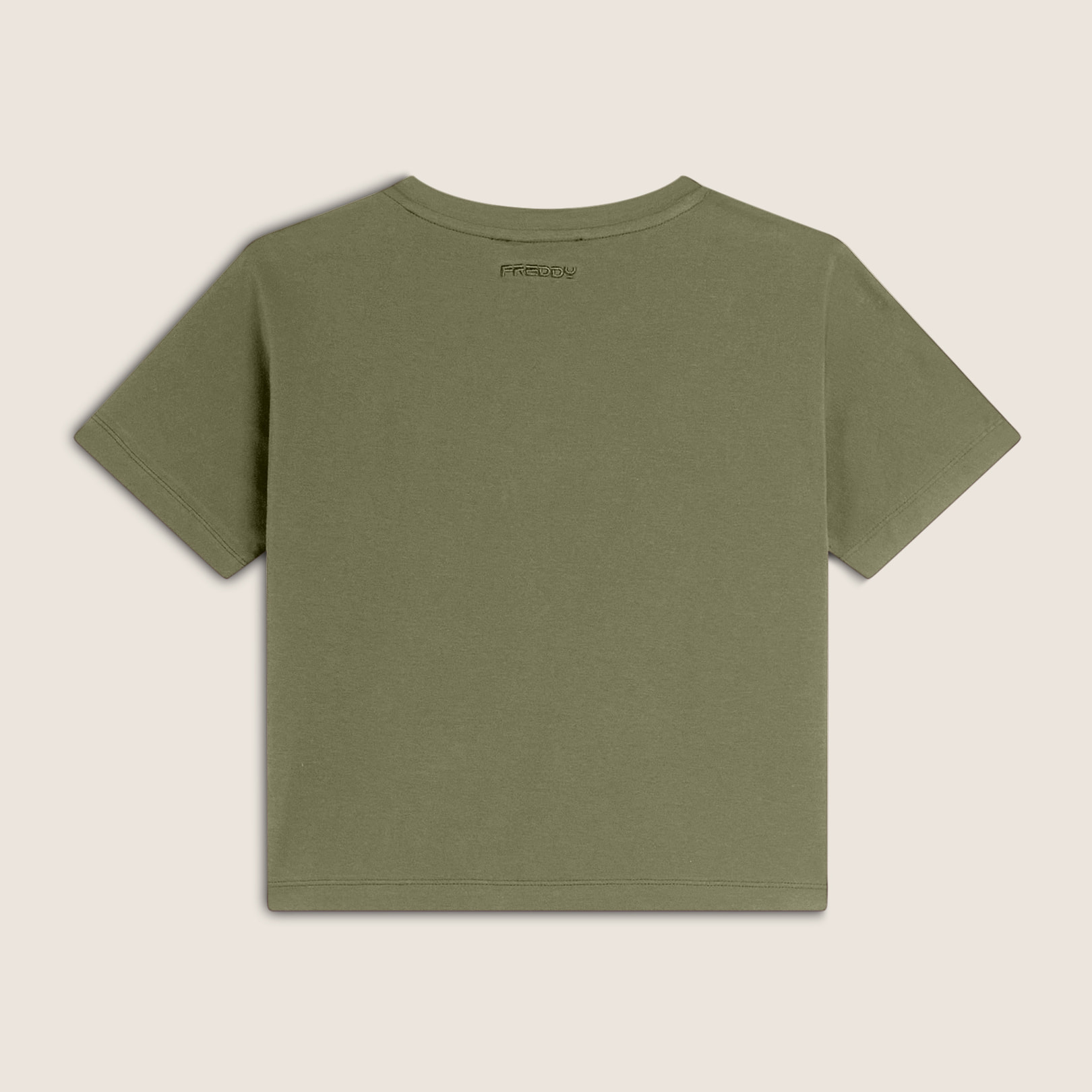 T-shirt Cropped girocollo fit comfort con ricamo