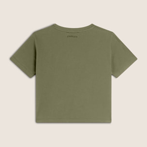 T-shirt Cropped girocollo fit comfort con ricamo