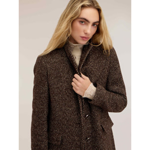 Motivi - Cappotto monopetto tinto filo - Marrone