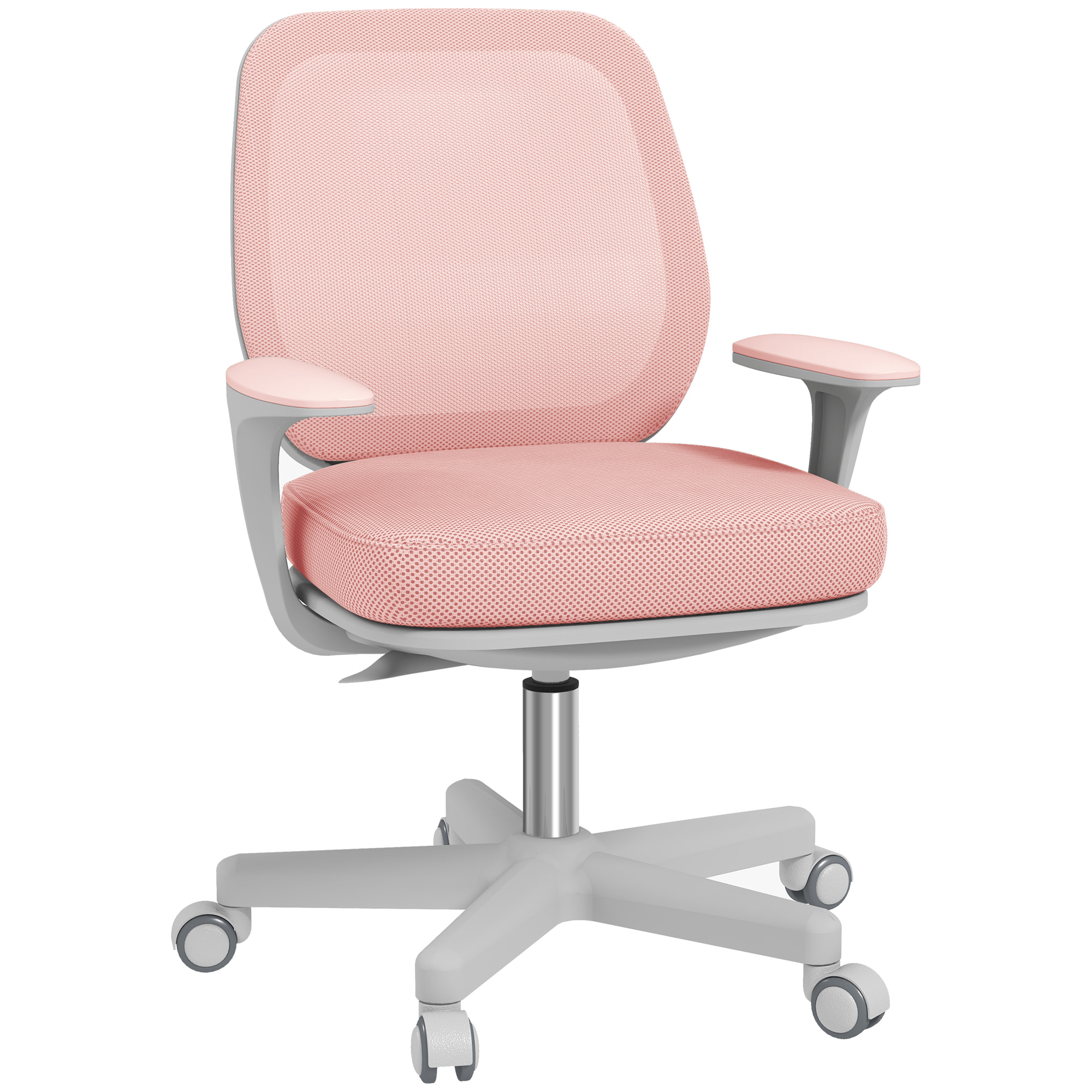 Chaise de bureau ergonomique hauteur réglable pivotante 360° revêtement maille rose