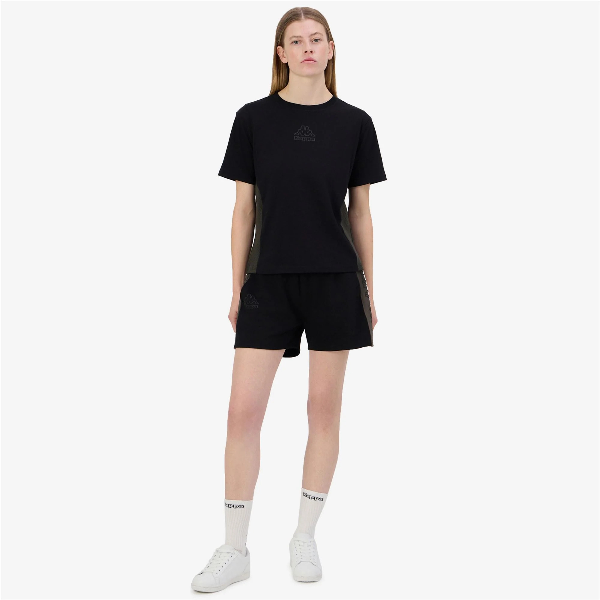 Kappa - Pantaloni Corti Donna Nero - Logo Tape Gragria
