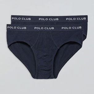 Pack di due slip blu marino con particolare Polo Club