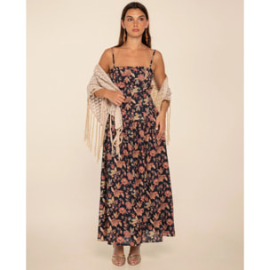 Vestido midi con tirante fino de algodón