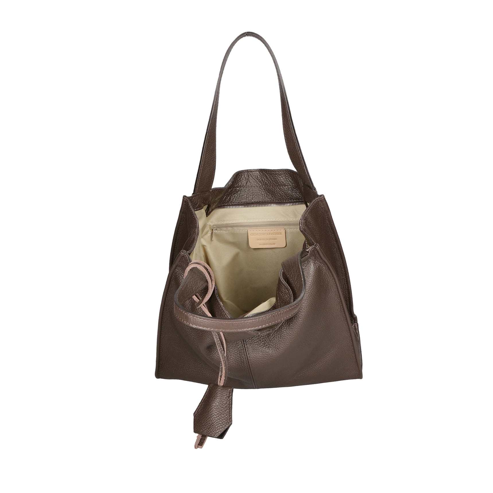 Borsa a spalla da donna In Vera pelle Made in Italy 34x32x11 cm