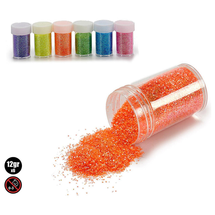 Set di 6 barattoli glitter metallici 12 g.