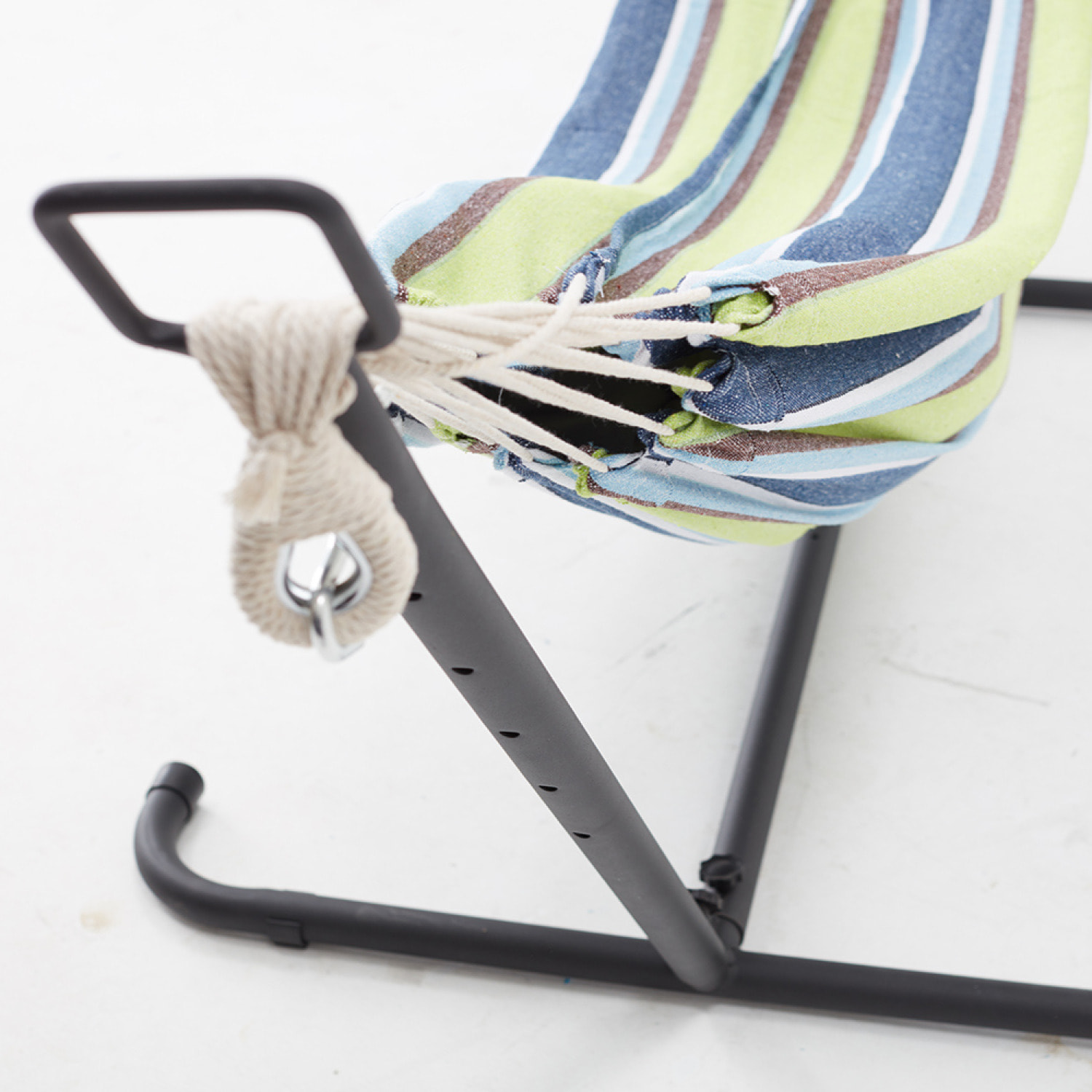 Hamac sur pied 2,6 m avec toile en polyester bleu et vert SAGUEDO