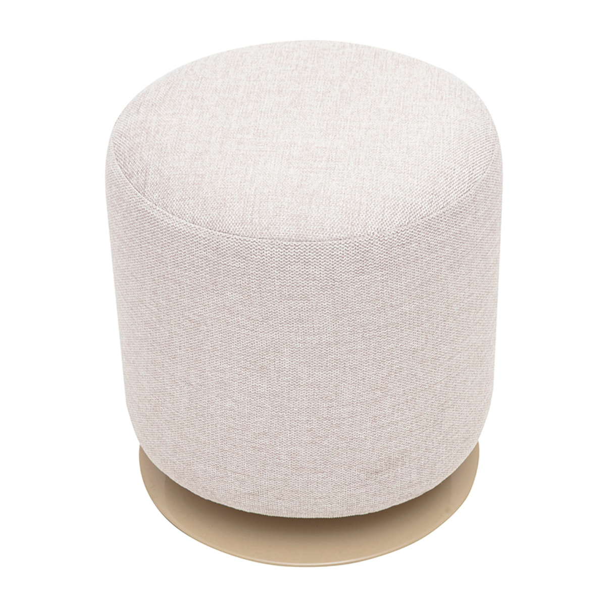 Pouf rond pivotant en tissu effet velours texturé beige et métal D39.5 cm VOLNAY