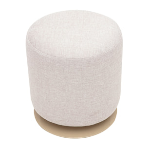 Pouf rond pivotant en tissu effet velours texturé beige et métal D39.5 cm VOLNAY