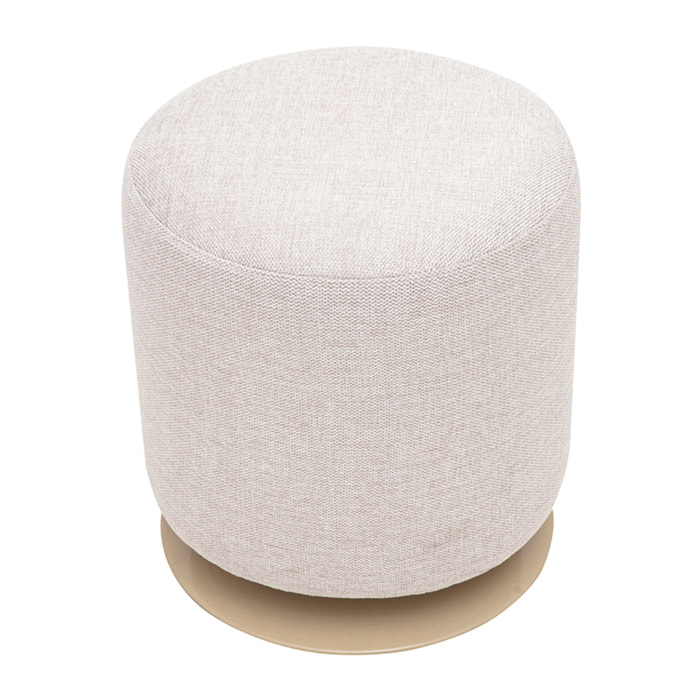 Pouf rond pivotant en tissu effet velours texturé beige et métal D39.5 cm VOLNAY