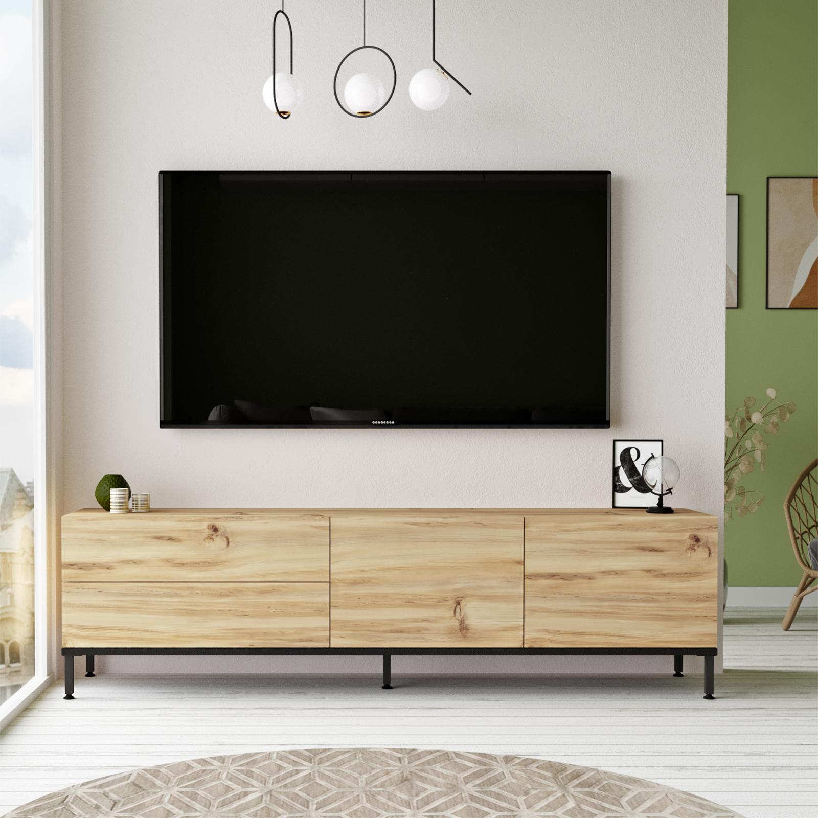 Mueble Luvio Tv 4 Puertas Patas De Metal