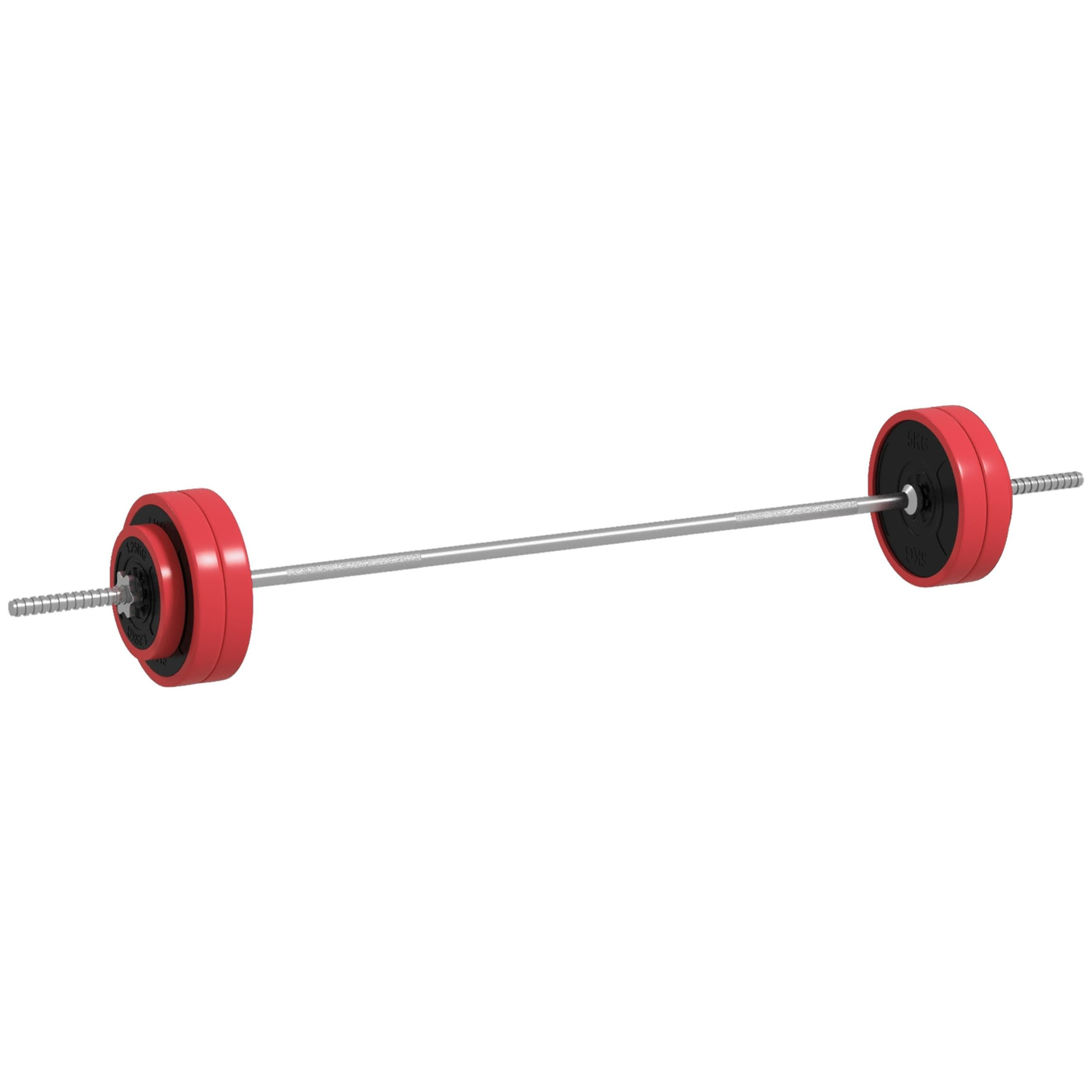 Barra de Pesas 30 kg con Mancuernas Set de Musculación con 6 Discos y 1 Barra para Entrenamiento de Fuerza Levantamiento de Pesas en Hogar Gimnasio Oficina 170x26x26 cm Rojo