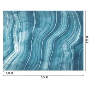 Papier peint marbre ondulé bleu contemporain Intissé