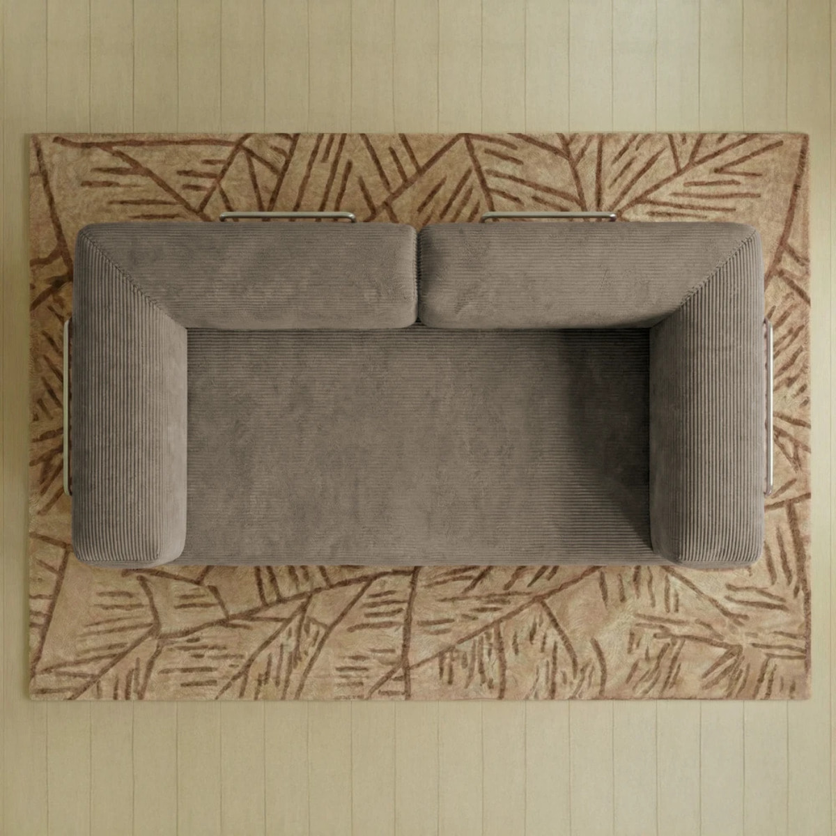 TRENDY - Canapé compressé 3 places modulable en velours côtelé taupe